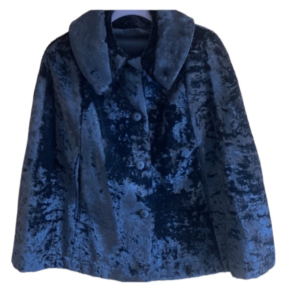 Vintage Niccolini Black Crushed Velvet Cape Women’s S Dramatic Statement